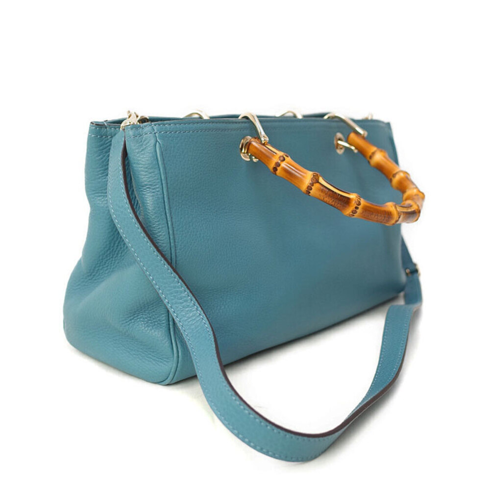 Gucci Shopper Leather Bag Bamboo 2way Tote